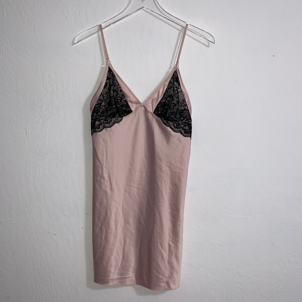 INC Light Pink with Black Lace Nighty